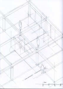 Sketch de The Serenity Trust Library & Botanical Garden à Ahmedabad de l'architecte Bernard Kohn